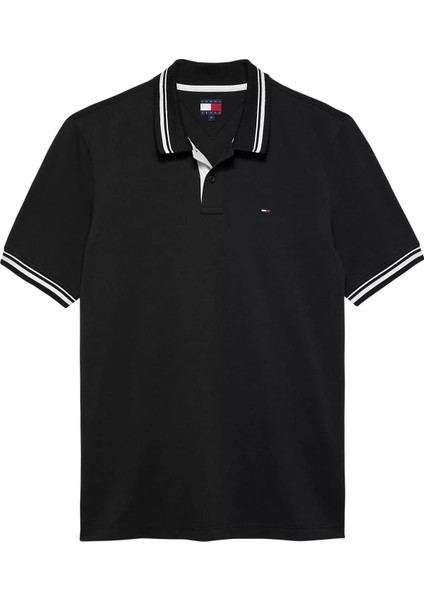 Erkek Tipped Polo Yaka T-Shirt - Siyah