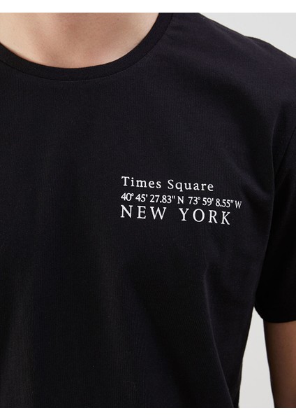 Yeni Sezon Bisiklet Yaka New York Baskili Penye Erkek Tisort - S5J845Z8 modelleri