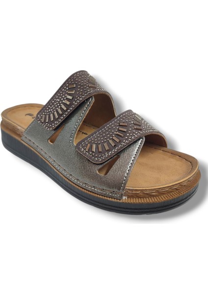 M3-25 Anatomik Taşlı Çift Bant Cırtlı Kadın Terlik