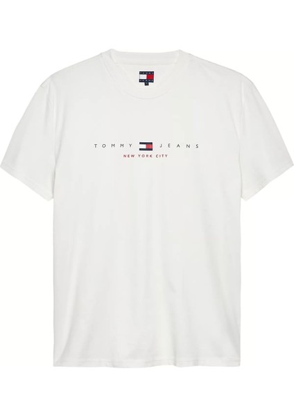 Erkek New York City Logolu T-Shirt - Ekru