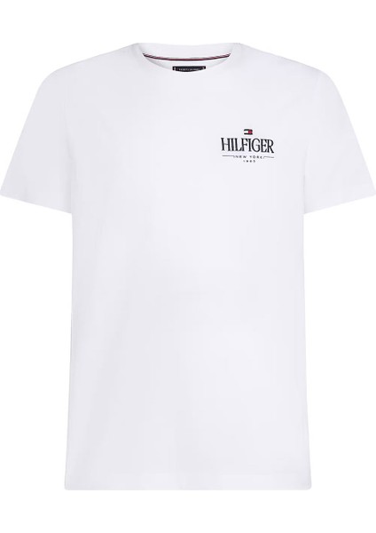 Erkek Bisiklet Yaka Pamuklu T-Shirt - Beyaz
