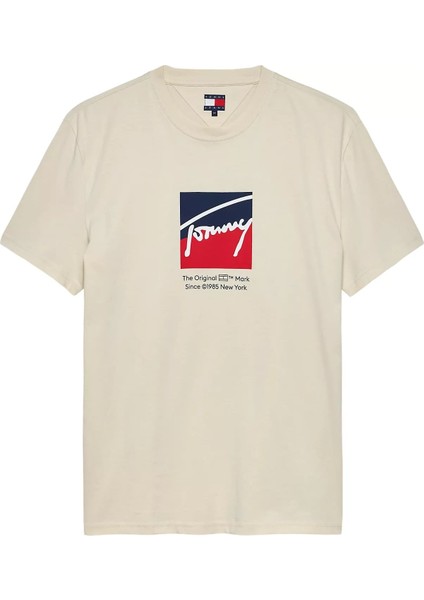 Erkek Signature Logo T-Shirt - Krem
