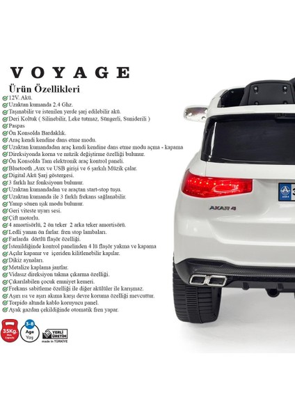 Ayıcı Oyuncak Akülü Uzaktan Kumandalı Araba Voyage Gt 4x2 Deri Koltuklu