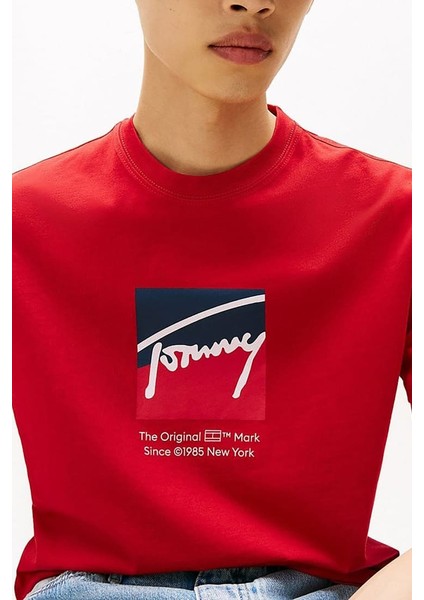 Erkek Signature Logo T-Shirt - Kırmızı fiyatları