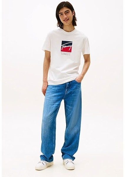 Erkek Signature Logo T-Shirt - Ekru fiyatları