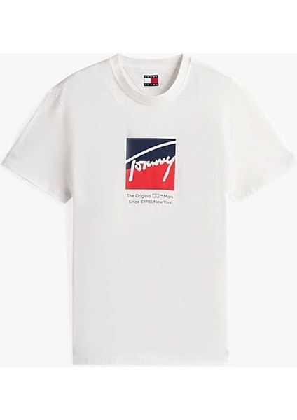 Erkek Signature Logo T-Shirt - Ekru indirimleri