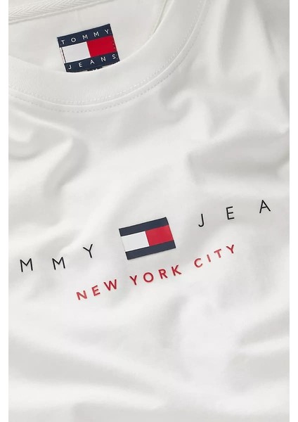 Erkek New York City Logolu T-Shirt - Ekru modelleri