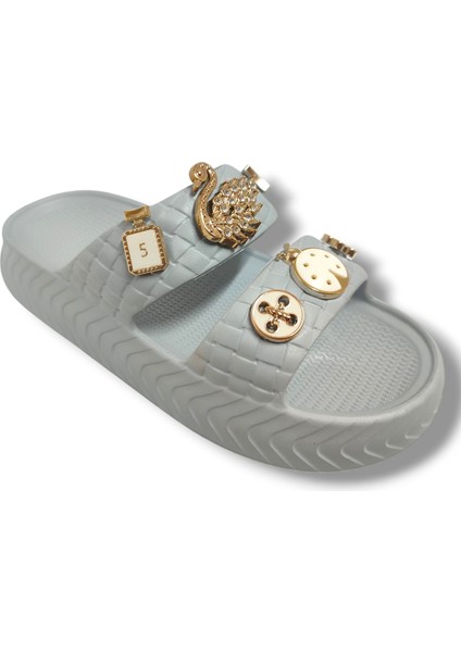 E800-17-25 Yeni Örgülü Taşli Kadın Terlik