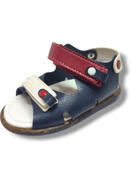 Şirinbebe 1693-20 Çift Cırt Tokalı Erkek Çocuk Sandalet Lacivert Kırmızı 18-20