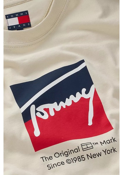 Erkek Signature Logo T-Shirt - Krem modelleri