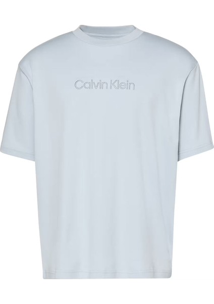 Erkek Relaxed Fit Logo Nakışlı T-Shirt - Mavi