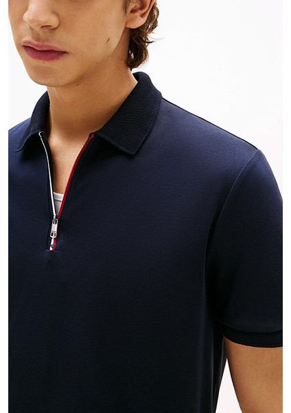 Erkek Interlock Zip Polo - Lacivert fırsatları