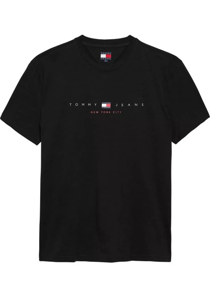 Erkek New York City Logolu T-Shirt - Siyah