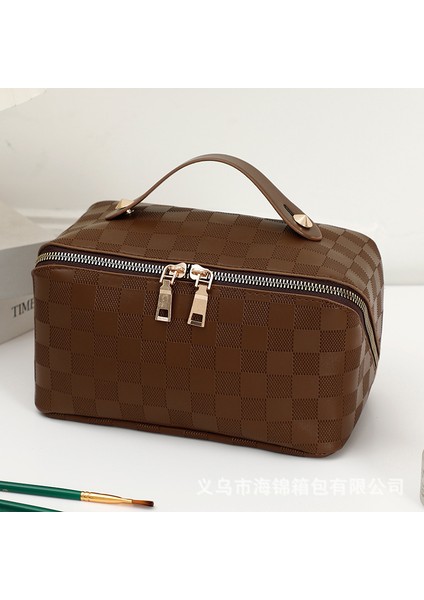 Kahverengi Desenli Büyük Kapasiteli Suya Dalı Kozmetik Çantası (Yurt Dışından)