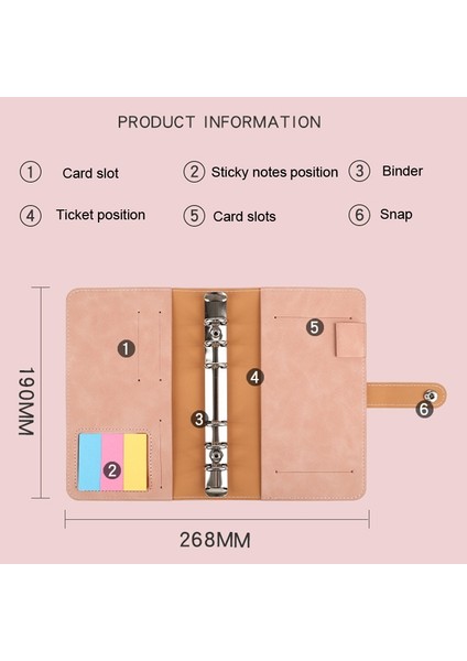 H666 A6 Gevşek Yapraklı Dosya Nakit Bütçe El Kitabı H666 Amber Kahverengi (Yurt Dışından)