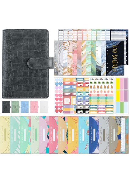 A6 Timsah Desenli Defter Bütçe Defter Timsah Deseni (Kaya Gri) (Yurt Dışından)
