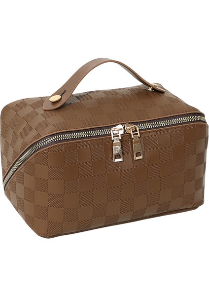 Damalı Kozmetik Çantası Siyah Büyük Kapasiteli Su Geçirmez (Yurt Dışından) indirimleri