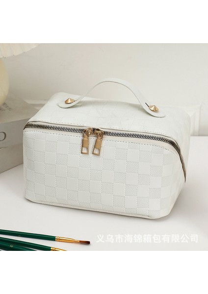 Yeni Şahmat Tahtası Desenli Beyaz Büyük Kapasiteli Su Geçirmez Kozmetik Çantası (Yurt Dışından) fiyatları