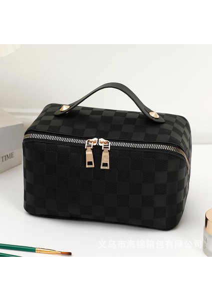 Yeni Şahmat Tahtası Desenli Beyaz Büyük Kapasiteli Su Geçirmez Kozmetik Çantası (Yurt Dışından) fırsatları