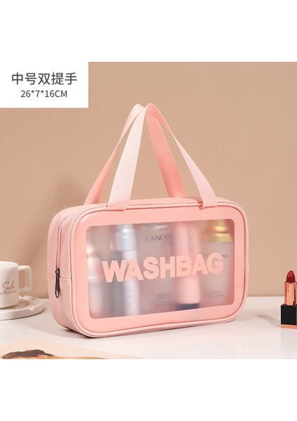 Yeni Şeffaf Kozmetik Çantası Altı Parça Seti Pembe (Yurt Dışından)