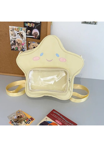 Y2K Yıldız Sırt Çantası Kawaii Karikatür Kitap Çantası Kadınlar Fermuarlı Omuz Çantası Naylon Net Cep Sırt Çantası Seyahat Için Sevimli Sırt Çantası Tatil Tatil: Sarı (Yurt Dışından)