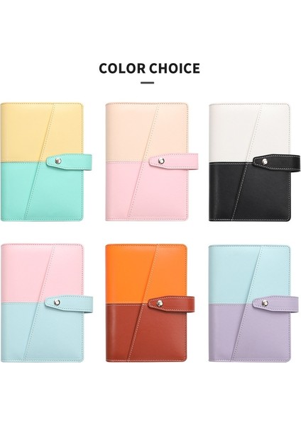 A6 YMX-012 Pu Deri Bütçeli Bağlayıcı Defter Macaron Rengi (Haki+Pembe) (Yurt Dışından)