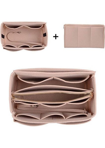 Çoklu Fonksiyonlu Büyük Kapasiteli Bej Keçe Makyaj Çantası (Yurt Dışından) fırsatları