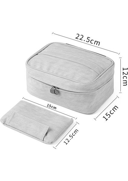 Midu Kozmetik Çantası Toplu Alım Büyük Kapasiteli Gri 22.5*15*12CM (Yurt Dışından)