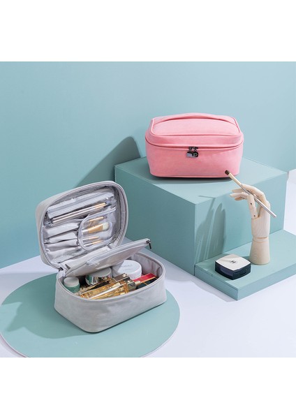 Midu Kozmetik Çantası Toplu Alım Büyük Kapasiteli Gri 22.5*15*12CM (Yurt Dışından) modelleri