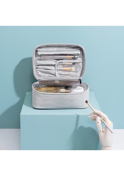 Midu Kozmetik Çantası Toplu Alım Büyük Kapasiteli Gri 22.5*15*12CM (Yurt Dışından) fırsatları