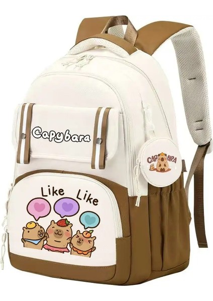 Capya Backpack Ilköğretim Okulu Öğrenci Karikatür Sırıkları Yüksek Görünümlü Büyük Kapasiteli Airty Anti Sırt Çantası Capya Backpackcolor: Brown (Yurt Dışından)