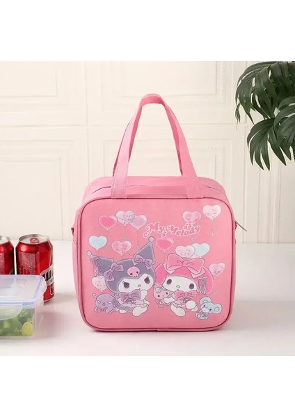 Sanrio Karikatür Sevimli Kuromi Cinnamoroll Basit Taşınabilir Ilkokul Öğrenci Öğle Yemeği Kutusu Büyük Kapasiteli Yalıtımlı Çanta Rengi: Kuromi-02/boyut: 25X23CM (Yurt Dışından)