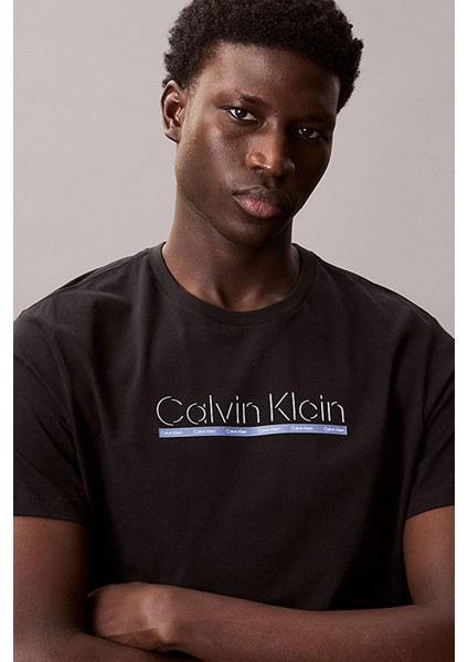 Erkek 30S Outline Kısa Kollu Logo Baskılı T-Shirt - Siyah fırsatları