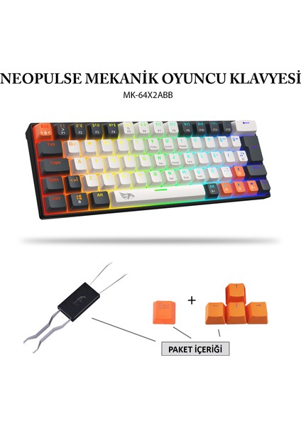 Neopulse Oyuncu Klavyesi Mekanik Klavye Gaming Klavye Red Switch Rainbow 63 Tuşlu Gasket Klavye Mini 12MOD Beyaz