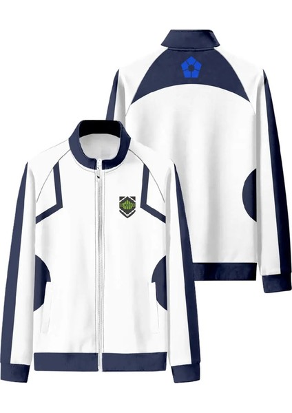 Anime Kahramanı Reo Nagi Bachira Isagi Chigiri Rol Yapma Kostümü Erkekler Kadınlar Mavi Kilit Kampüs Mavi Beyaz Üniforma Zip-Up Ceket Renk: 001/BEDEN: L (Yurt Dışından)