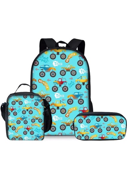 Sıcak Satış 3pcs/set Karikatür Araba Baskı Okul Çantaları Erkek/kızlar Karikatür Kitap Çantaları Set Sırt Çantaları Okul Hediyesi (Yurt Dışından)