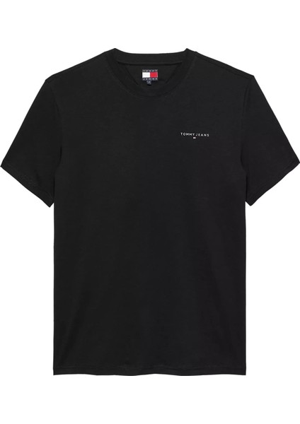 Erkek Slim Fit Minimal Logo T-Shirt - Siyah