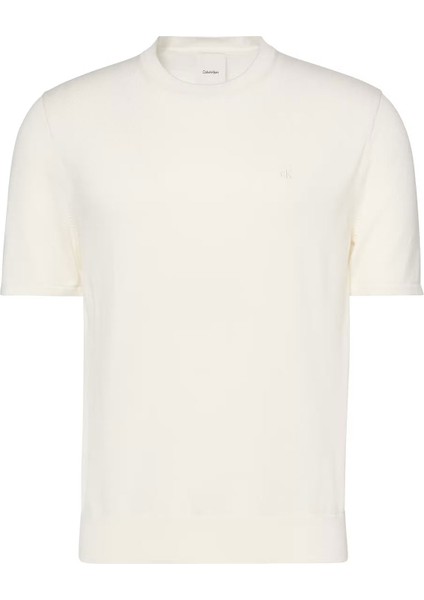 Erkek Kısa Kollu Supima Pamuklu T-Shirt - Ekru