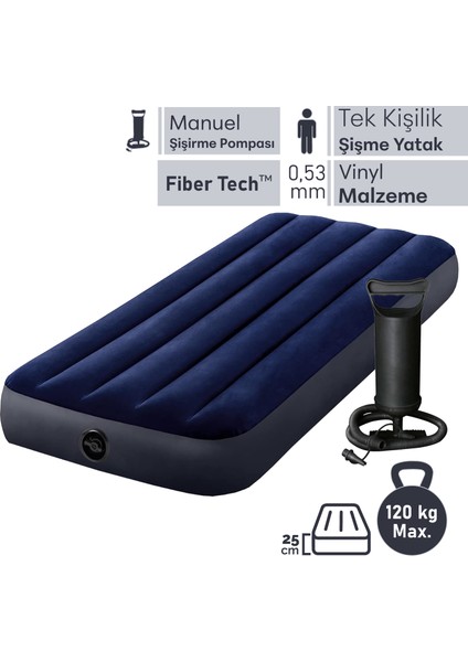 Tek Kişilik Şişme Yatak 76X191X25 cm + Pompa
