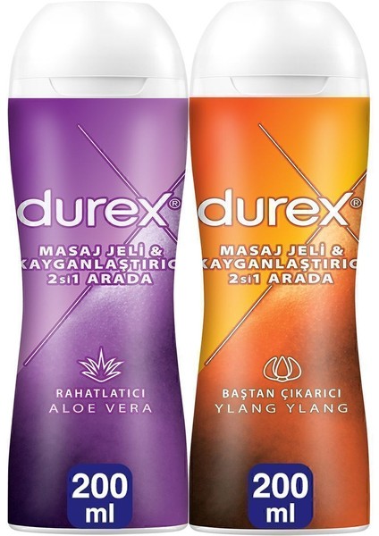 Durex Masaj Jeli Baştan Çıkarıcı Ylang Ylang 200 ml + Durex Play Aloe Vera 2'si 1 Arada Masaj Jeli 200 ml