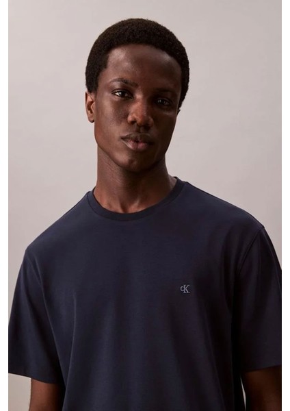 Erkek Supima Pamuk Logo Nakışlı T-Shirt - Lacivert fiyatları