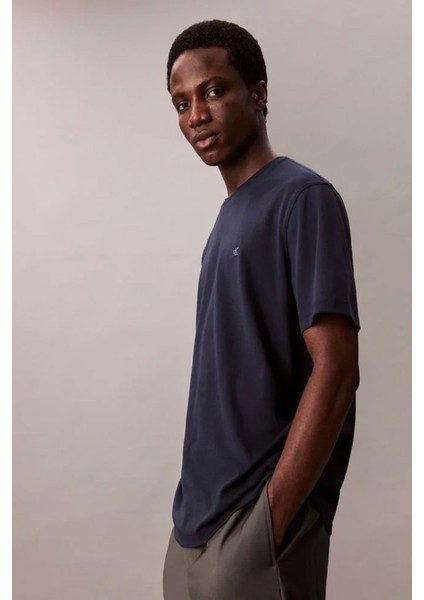 Erkek Supima Pamuk Logo Nakışlı T-Shirt - Lacivert modelleri