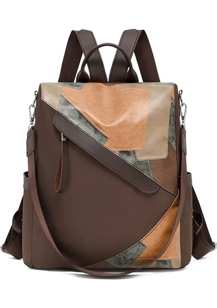 Yeni Sırt Çantası Bayanlar Büyük Kapasite Yumuşak Pu Backpack Retro Retro Çok Yönlü Okul Çantası Seyahat Bagcolor: Kahverengi (Yurt Dışından)