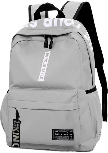 Moda Hafif Hafif Öğrenci Sırt Çantası Özelleştirilebilir Logo Gündelik Çift Omuz Çanta Ark Omuz Askısı Polyester Astar Oxford Renk: Açık Gri/boyut: Tek Beden (Yurt Dışından)