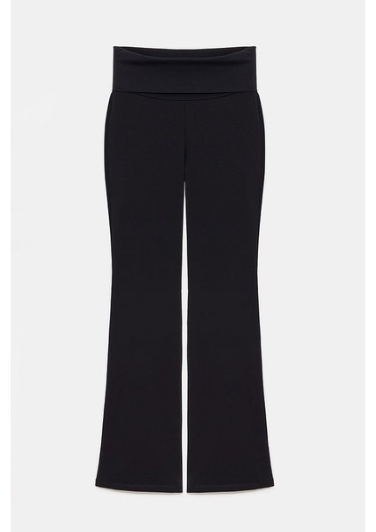 Beli Katlanır Lastikli Flare Yoga Pantolonu Katlanmış Belli Tayt indirimleri