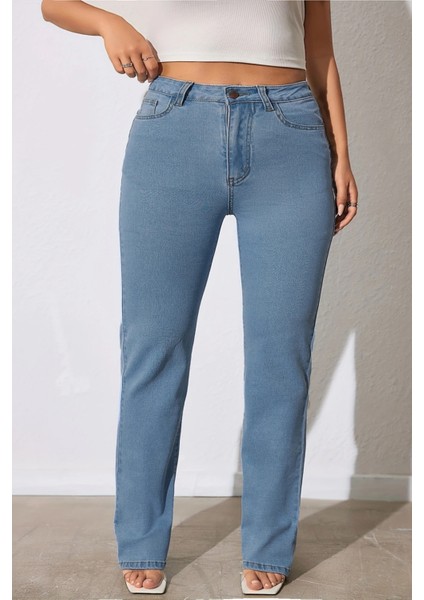 Cedy Denım - Kadın Büyük Benden Boru Paça Yüksek Bel Regular Fit Likralı Pantolon C626 modelleri