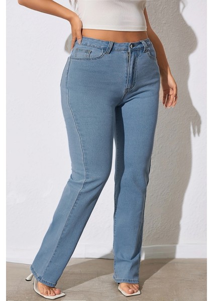 Cedy Denım - Kadın Büyük Benden Boru Paça Yüksek Bel Regular Fit Likralı Pantolon C626 fırsatları