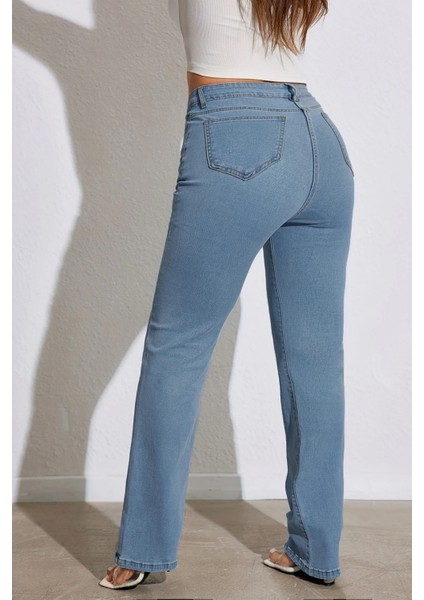 Cedy Denım - Kadın Büyük Benden Boru Paça Yüksek Bel Regular Fit Likralı Pantolon C626 indirimleri