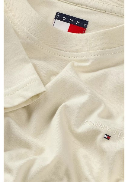 Erkek Slim Fit Minimal Logo T-Shirt - Bej modelleri