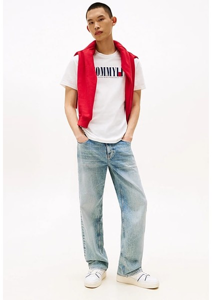 Erkek Tommy Dna Bayrak T-Shirt - Ekru fiyatları